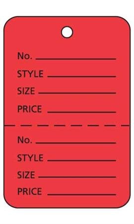 Large Red 2 Part Perforated Price Coupon Tags / 1000