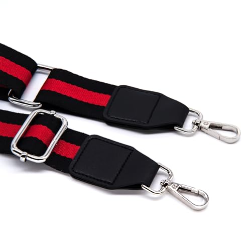Image of S&loyoe Silver bucklePurse Straps Replacement Crossbody Bag Strap Adjustable Wide Guitar Straps for Handbags 1.5inch (Three Lines Black red Silver)