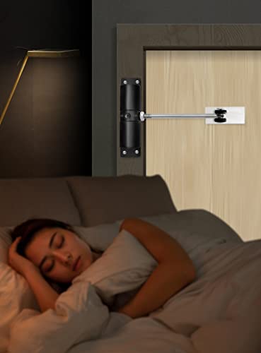 LINSHI Spring Door Closer, Quiet Automatic Door Closer Adjustable Tension Door and Easy Install Auto Door Closer for Self-Closing, Perfect for Home Use(Black)