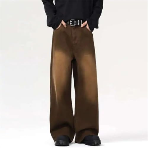 Men's Jeans American Washed Deisgn Distressed Baggy Straight Leg Denim Pants4