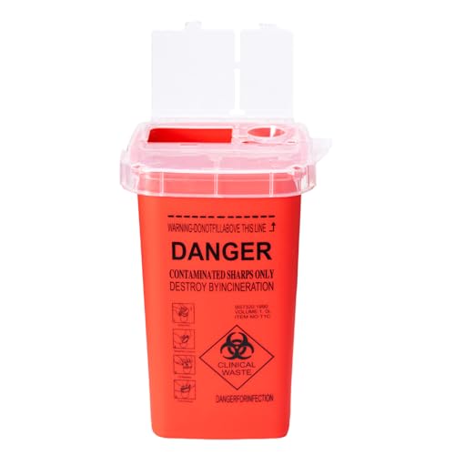 Sharps Bin - Contenitore compatto per aghi da 1 l, con coperchio bloccabile, sicuro e a prova di perdite, per casa, cliniche, saloni di tatuaggi e viaggi