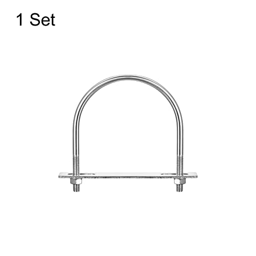 Image of uxcell Round U-Bolts, 102mm(4.02 inch) Inner Width 129mm Length M8 304 Stainless Steel U Clamp Bolt with Nuts Washers and Plates, for Boat Trailer