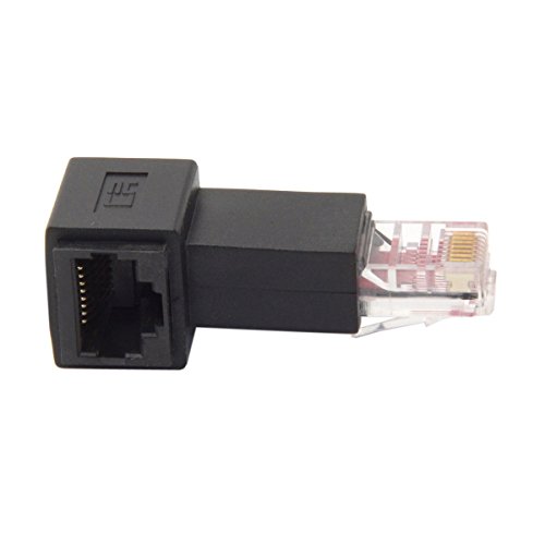 Cablecc Adaptador de extensão de rede Ethernet Lan fêmea de 90 graus 8P8C FTP STP UTP Cat 5e macho p