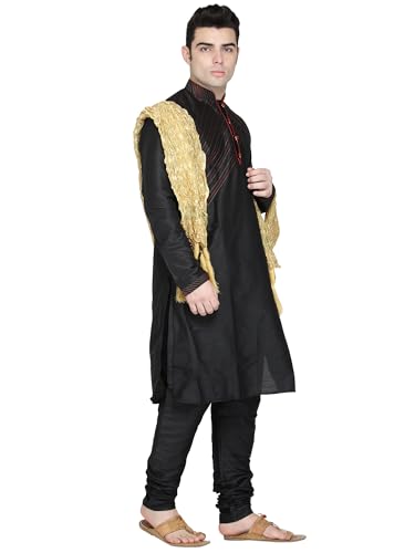 SKAVIJ Men's Art Silk Kurta Pajama and Scarf Festivals Season Ethnic Party Dress Suit4