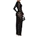 ZGMYC Women's Elegant Floral Lace Maxi Dress Sexy See Through Long Sleeve Evening Dress Party Cocktail Dress Beach Cover Ups