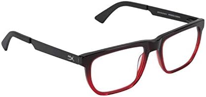 HyperX Spectre Stealth – Gaming Eyewear, Blue Light Blocking Glasses, UV Protection, Acetate Frame, Stainless Steel Temples, Crystal Clear Lenses, Microfiber Bag, Hard Case – Square Medium/Large Red