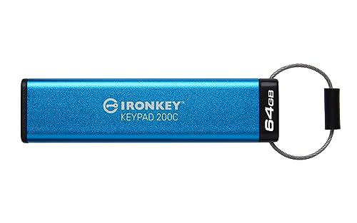 Image of Kingston Ironkey Keypad 200 USB-C 64GB Encrypted Flash Drive | OS Independent | FIPS 140-3 Level 3 | XTS-AES 256-bit | BadUSB and Brute Force Protection | Multi-Pin Option | IKKP200C /64GB | Fips 140-3 L3, Badusb and Brute-Force Protection, IP68