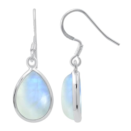 TISHAVI Pear Shaped Natural Gemstone Teardrop Earrings For Women, Sterling Silver Birthstone Earrings Jewelry Women's Day Gifts For Mom Wife Sister2