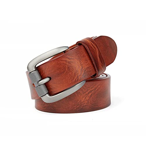 Cowhide Genuine Leather Belts for Men Male Pin Buckle Jeans Waist Belt Mens Black Brown Waistband