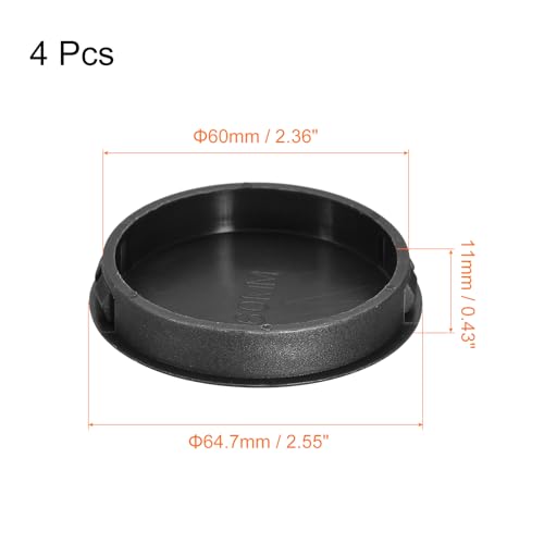 Image of uxcell 60mm /2.36 inch Plastic Hole Plugs, 4Pcs Flush Type Panel Round Snap in Fastener Knockout Locking Plugs for Furniture Insert End Caps Panels, Black
