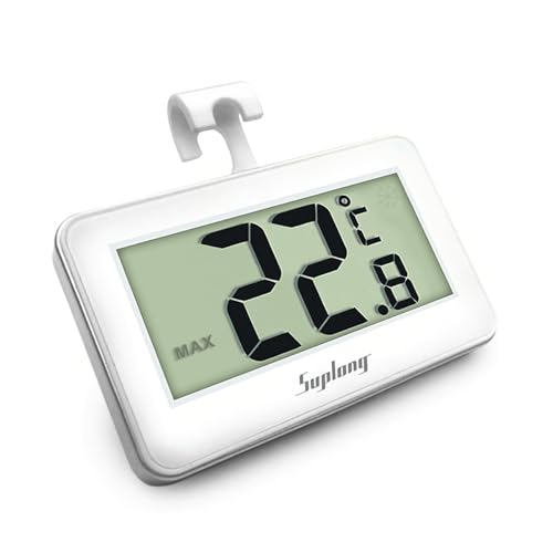Fridge Thermometer Suplong Digital Waterproof Fridge Freezer Thermometer Easy to Read LCD Display With Max/Min Record Function