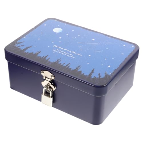 TOYANDONA Caja de Hojalata con Cerradura Portátil Caja de Almacenamiento Metálica para Joyas Recuerdos y Objetos Pequeños Ligera y Multipropósito para Viaje y Oficina