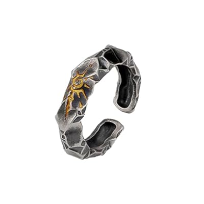 Auriselle Anillo de los Hombres Ajustable Sol de Oro Runas Vintage Vikingo Retro Abierto Anillo Pulgar Gótico Joyería Regalos para Hombres Niños Padre, Negro | Ya disponible en tu tienda friki favorita! En mundofriki.es!