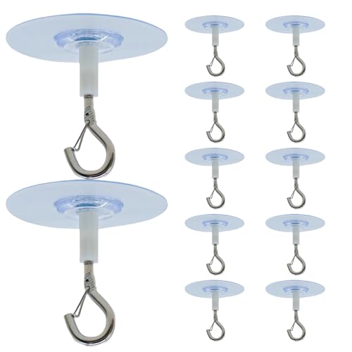 Gancho adhesivo para techo, sin taladrar, 12 ganchos para colgar el techo, ganchos de metal resistentes, ganchos adhesivos para luces, campanillas de viento, faroles, decoración de techo