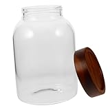 SHINEOFI Tarro de Vidrio con Tapa de Madera Hermética para Azúcar y Condimentos Frasco de Boca Ancha para Cocina y Despensa Almacenamiento Fresco y Elegante