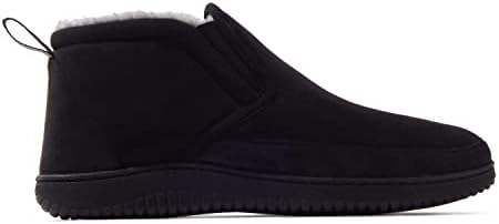 Dearfoams Men's Spencer Microsuede Indoor/Outdoor Comfort Boot with Fleece Lining Ankle, Black, 7-8 | Image 1