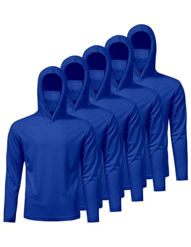 Image of 5 Pack Men's UPF 50+ Sun Protection Hoodie Shirts Long Sleeve Shirts Quick Dry Lightweight for Running Workout Hiking Fishing