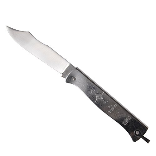 El Baraka - Pocket Knife, 11cm chromed Handle, Carbon Steel Blade