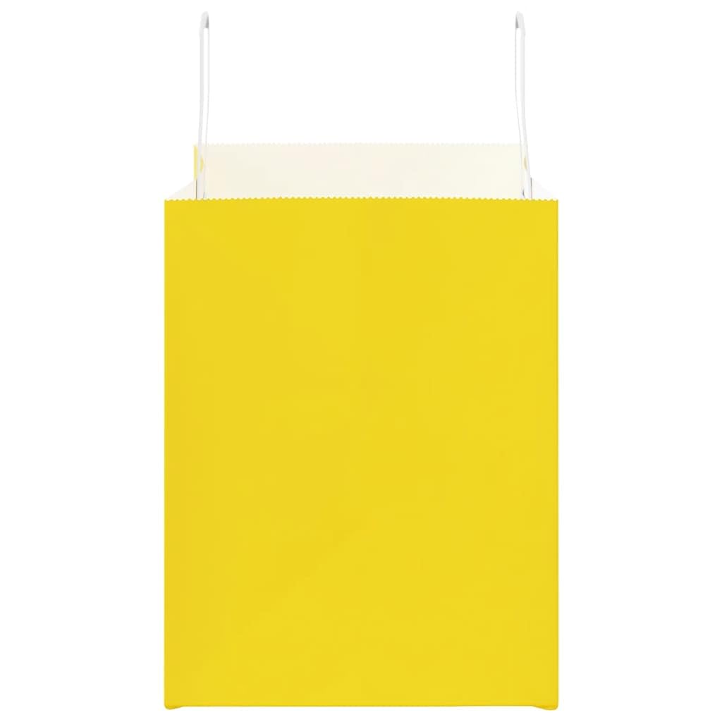 250 Stück gelbe Kraftpapiertüten mit Seilgriffen, 32 x 22 x 28 cm, nachhaltige und recycelbare Geschenktüten für Partys, Einkäufe und Verpackungen