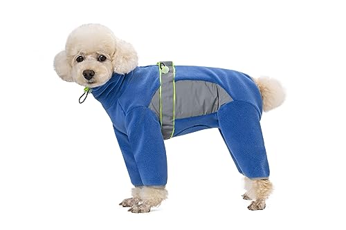 BT Bear Fleece Coat for Dogs,4-Legs Full Body Jacket with D Ring,Adjustable Jumpsuit Zipper Closure,Warm Winter Clothes Cold Weather Coats for Small Medium Dogs(XL,Blue) - Image 2