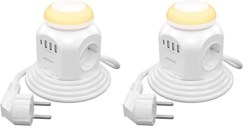 Regleta de enchufes con USB-C multifunción y 4 tomas de corriente blanca