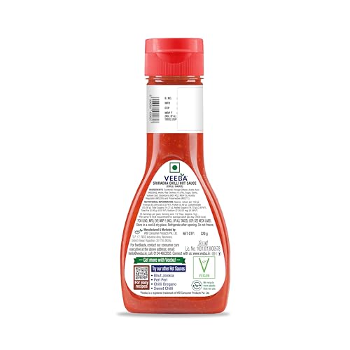 Veeba Sriracha Chilli Hot Sauce (320G) I Gluten Free I Vegan I Zero Fat