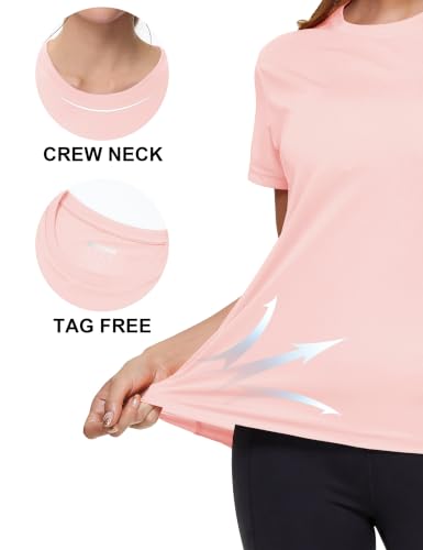 Image of MAGCOMSEN Women's Short Sleeve T-Shirts UPF 50+ Sun Protection Shirts Quick Dry Athletic Running Workout Tops Rash Guard