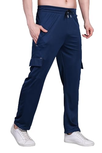 Image of Lycra Blend Cargo Track Pant for Men | Multi Pocket Lycra Stretch Fabric | Comfortable Stylish Joggers for Running Sports Casual Wear | Boys Gym Lower Activewear