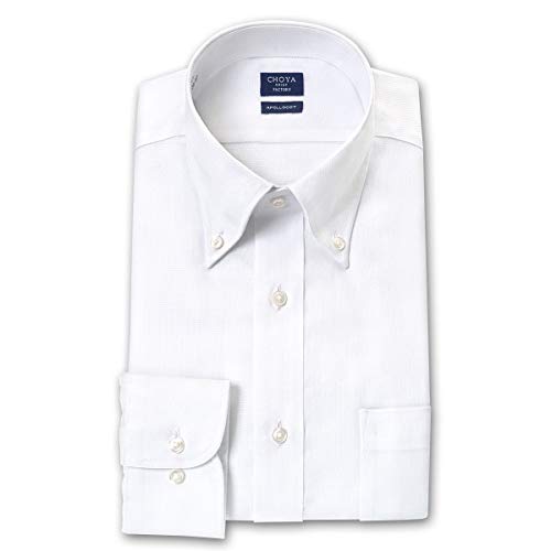 山喜 CHOYA SHIRT FACTORY 長袖ボタンダウン ホワイト ワイシャツ