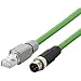 E11898, Double Ended Between Series Cordset, Str M12 M 4pos to Str RJ45 M 8pos, 4 Wire 2m, PVC Green, E11 Series