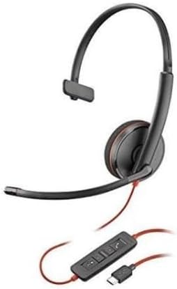 Poly 77T36AA-ABA 5.28 ft. Poly Blackwire - Mono - USB Type C - Mini-Phone 3.5mm - Wired - on - Ear - Monaural - Ear - Cup - Noise Cancelling Microphone - Noise Canceling 3210 Headset - Black