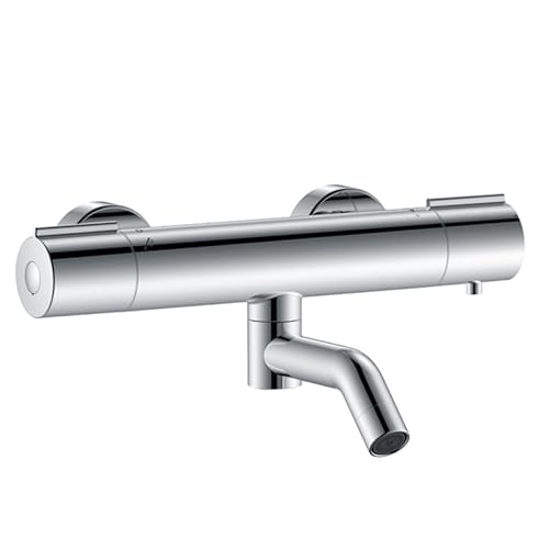 Aica Sanitarios Mezclador Termostático con Grifo Cromado Plata, Termostato de Ducha para Bañera y Baño