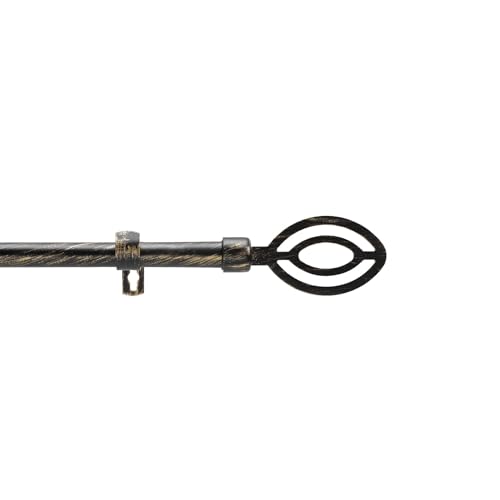 Contenuto della confezione: kit completo per tende con asta estensibile Alpha (da 120 a 210 cm), di colore nero/oro, patinato