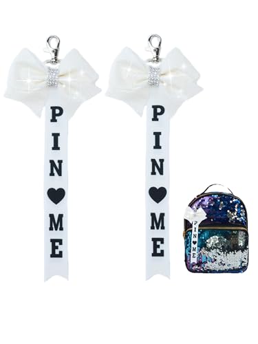 Image of Cheer Pin Me Ribbon Cheerleader Pin Me Bow Cheer Bow Keychain with Rhinestones Cheerleading Sports Accessory Gift