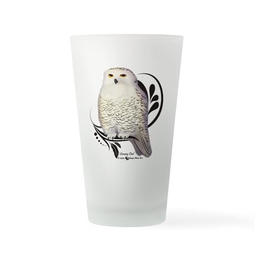 CafePress Snowy Owl Pint Glass, 16 oz. Drinking Glass