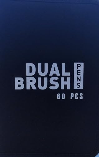 Kit de Marcadores Artísticos Dual Brush, 60 Cores, Ponta Dupla com Estojo Organizador, para Lettering e Desenho