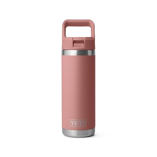 YETI Rambler 18 oz Bottle, Vacuum Insulated, Stainless Steel with Color Matching Straw Cap, Sandstone Pink