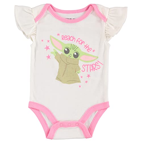 STAR WARS Baby Girls Baby Yoda 3 Piece Short Sleeve Bodysuit Pull-on Pants and Accessory4