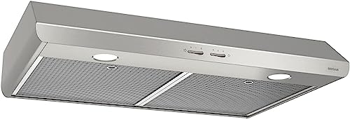 Broan-NuTone BKSH130SS Sahale 30-inch Under-Cabinet Easy Install 4-Way Convertible Range Hood with 2-Speed Exhaust Fan and Light, 300 Max Blower CFM, Stainless Steel