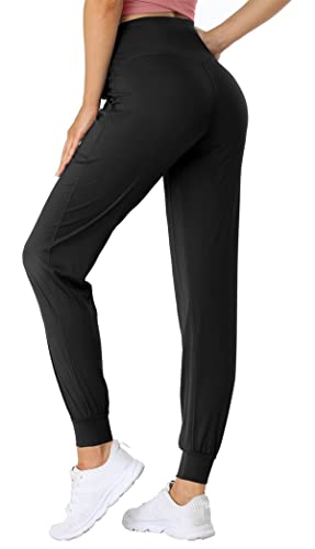 Fancyskin Women's Stretch Joggers Sweatpants Casual Fitted Cuffed Ankle Athletic Travel Yoga Pants Black XXL