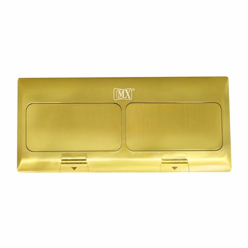 Image of MX Brass 8-Module Pop-Up Floor Box, 45 Series Modular Type - Flush Mount Electrical Outlet Box for Concrete Floors, Modular Power and Data Socket Housing