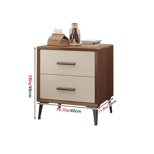 Table de chevet rustique 2 tiroirs meuble d'appoint salon marron