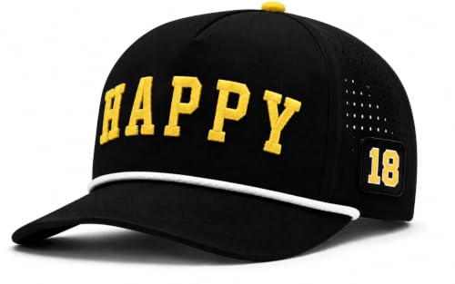 Happy Gilmore Golf Hat Funny Golf Snapback Cap Rope Golf Hat Adjustable & Breathable Funny Golf Gift for Men Women Black