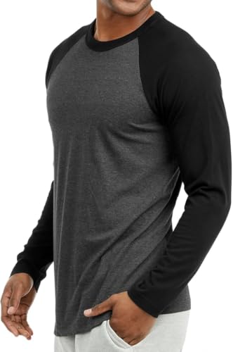 Image of R Cube Men's Henley Shirts Raglan Long Sleeve Casual Slim Fit Lightweight Fashion T-Shirts