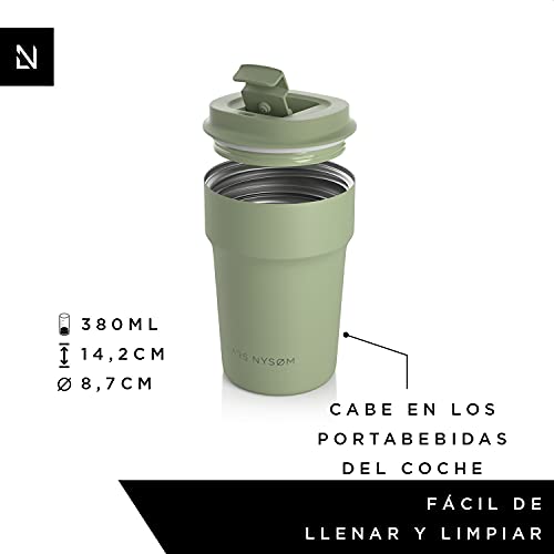 LARS NYSØM Taza térmica café para Llevar 380ml | Termo Café para Llevar sin BPA de 0,38 litros con Aislante | Travel mug… - Imagen 4