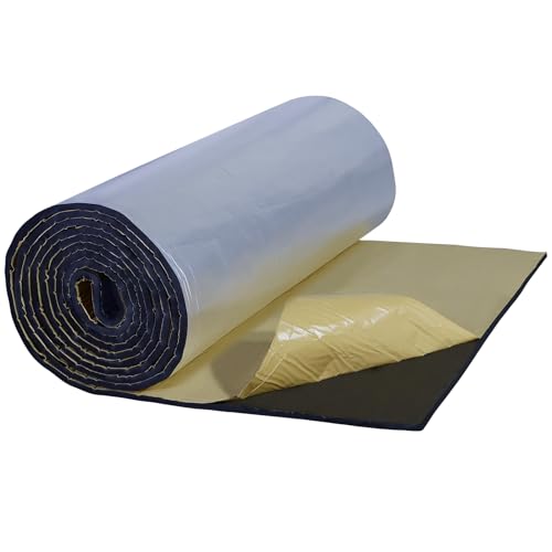 CCLIFE Dämmmatte mit Alubeschichtung Selbstklebend ECM-geprüft Auto 13mm Schallschutzmatte Feuchtigkeitsfest, Feuerfest Dämmung Isolierung Schallschutz,1x8m Probauwerk