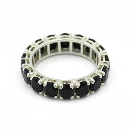 Image of 55Carat Choose Your Color Natural Gemstone Sterling Silver Band Ring Birthstone Friendship Love Size 5-13