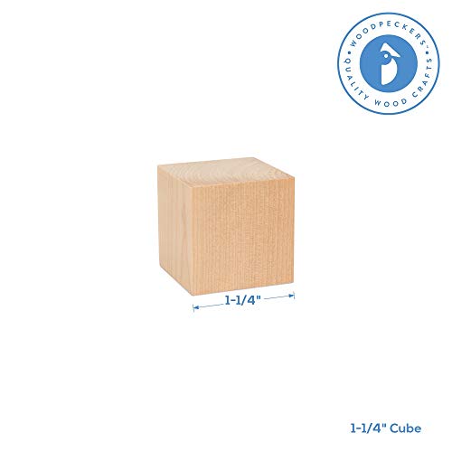 Unfinished Wood Craft Cubes 1-1/4-inch, Pack of 500 Small Wooden Blocks to Decorate, Wooden Cubes for Crafts and Décor, by Woodpeckers