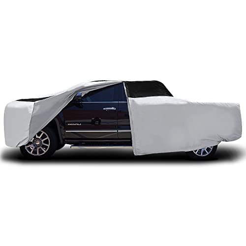 Image of Titan Premium Multi-Layer PEVA Car Cover for Large Pick-up Trucks 213-234 inch. Waterproof, UV Protection, Anti-Scratch Protective Lining, Driver-Side Zippered Opening. Fits F-150, Silverado and More.