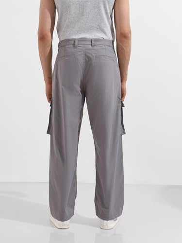 Image of The Indian Garage Co Men Relaxed Fit Textured Mid-Rise Cargos